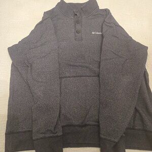 Columbia Sweatshirt, 2XL, Dark Gary, Quarter Button Down